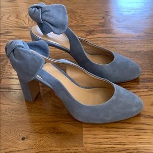 Suede Slingback Bow Heels